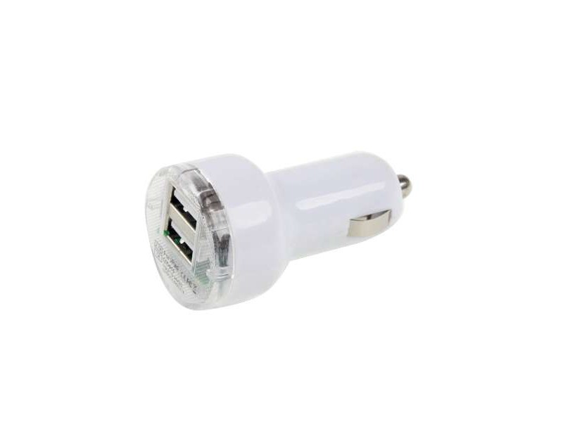 Adaptateur allume cigare blanc double USB 5V/2.1A et 5V/1A