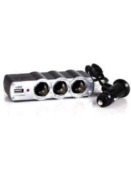 Adaptateur allume cigare triple et USB avec câble